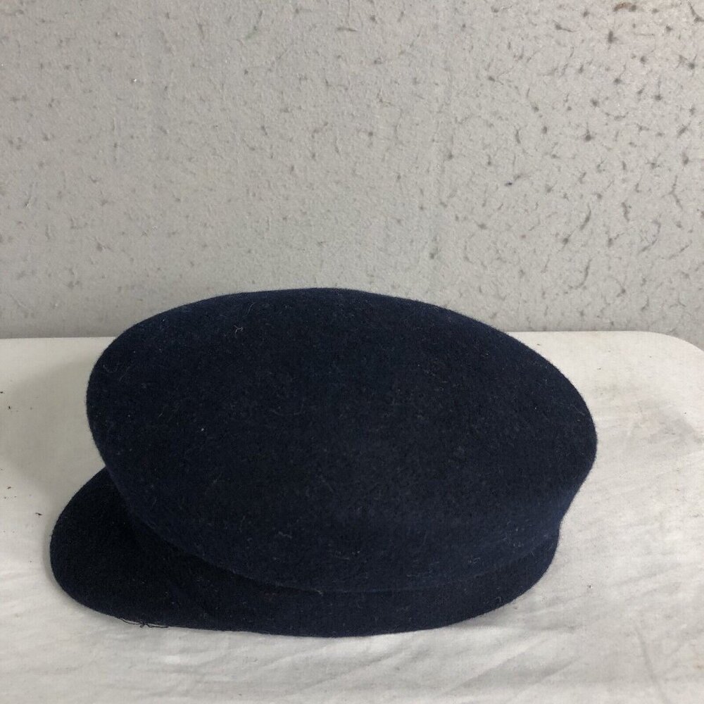 Vintage 1950s Boiled Wool Hat Navy Blue Retro Fashion Mod Groovy - Picture 4 of 9